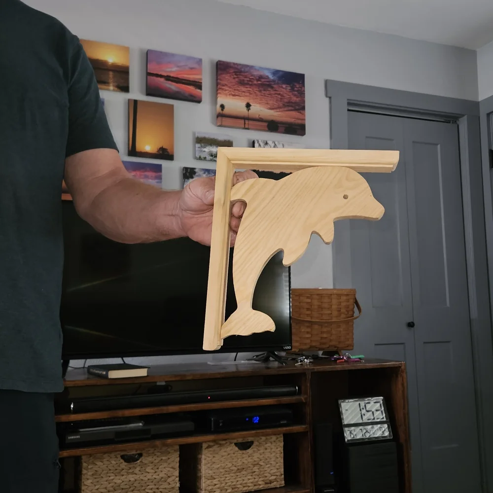 Wooden Dolphin Shelf Bracket